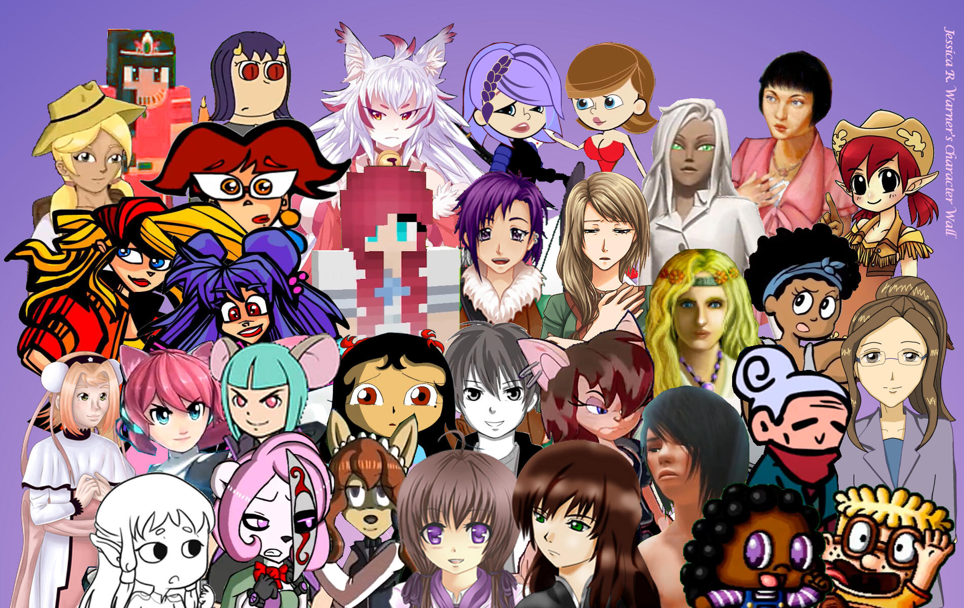 Jessica's Character Wall Various characters that Jessica R. Warner has voiced in one picture!