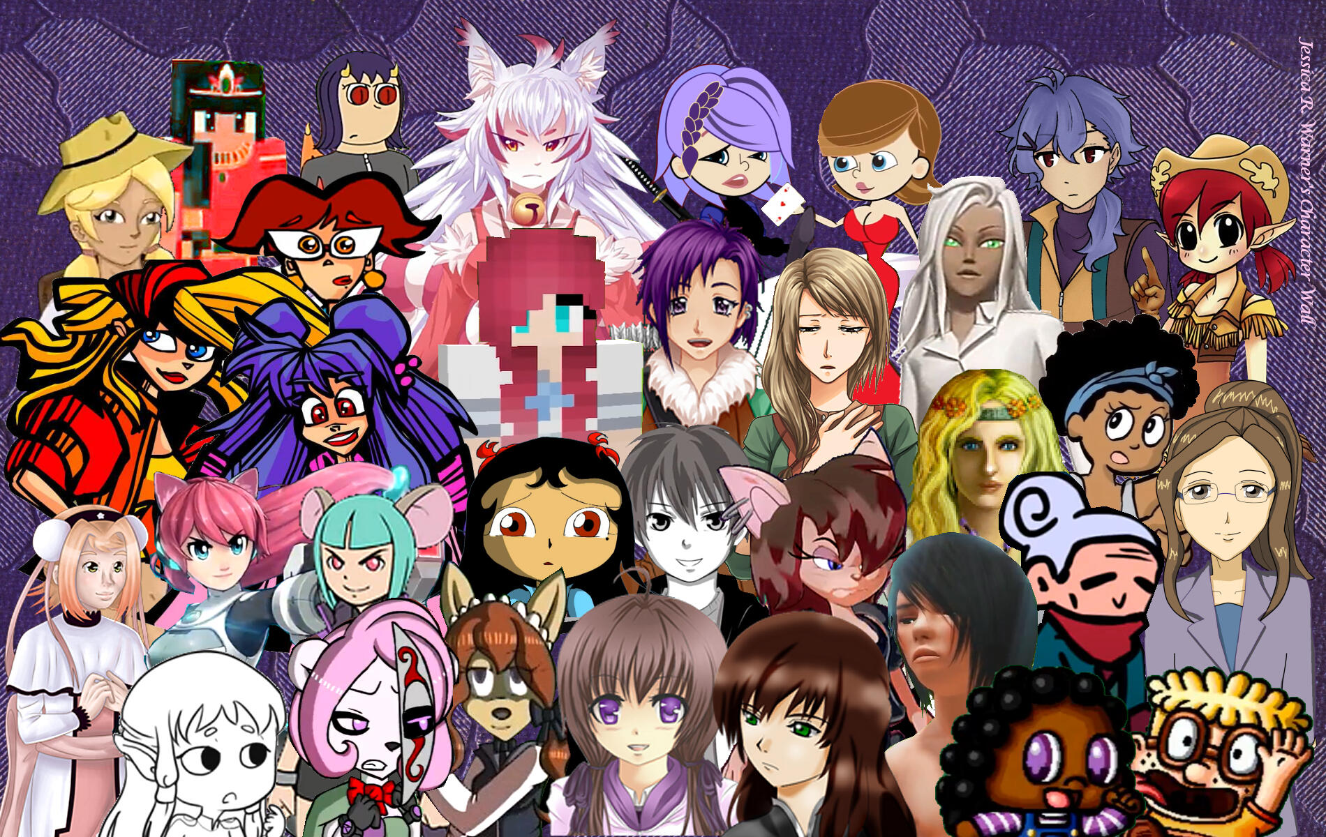 Jessica's Character Wall Various characters that Jessica R. Warner has voiced in one picture!